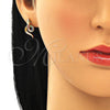 Arete Dormilona 02.210.0375.1 Oro Laminado, Diseño de Serpiente, con Micro Pave Multicolor, Pulido, Tono Dorado