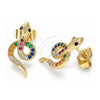 Arete Dormilona 02.210.0375.1 Oro Laminado, Diseño de Serpiente, con Micro Pave Multicolor, Pulido, Tono Dorado