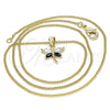 Collares con Dije 04.213.0208.1.24 Oro Laminado, Diseño de Libélula, con Negro and Blanca Zirconia Cubica, Pulido, Tono Dorado (01 MM Thickness, 24 Inches Length)