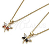 Collares con Dije 04.213.0208.1.24 Oro Laminado, Diseño de Libélula, con Negro and Blanca Zirconia Cubica, Pulido, Tono Dorado (01 MM Thickness, 24 Inches Length)