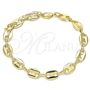 Pulsera Básica 04.326.0002.08 Oro Laminado, Diseño de Puff Mariner, Pulido, Tono Dorado (08 MM Thickness, 8 Inches Length)