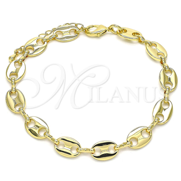 Pulsera Básica 04.326.0002.08 Oro Laminado, Diseño de Puff Mariner, Pulido, Tono Dorado (08 MM Thickness, 8 Inches Length)