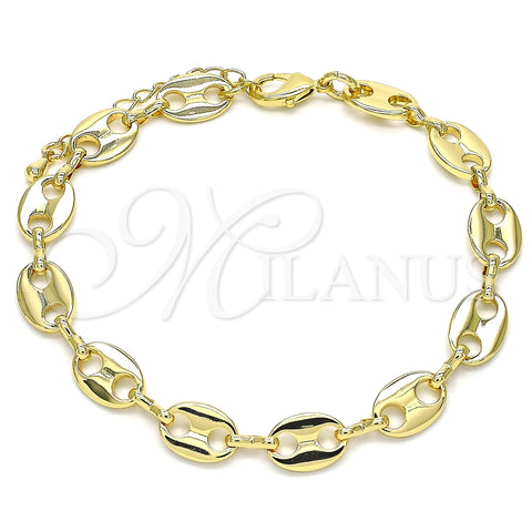 Pulsera Básica 04.326.0002.08 Oro Laminado, Diseño de Puff Mariner, Pulido, Tono Dorado (08 MM Thickness, 8 Inches Length)