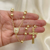 Rosario Mediano 09.253.0041.26 Oro Laminado, Diseño de Guadalupe y Crucifijo, con Blanca Micro Pave, Pulido, Tono Dorado