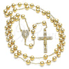 Rosario Mediano 09.253.0041.26 Oro Laminado, Diseño de Guadalupe y Crucifijo, con Blanca Micro Pave, Pulido, Tono Dorado