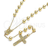 Rosario Mediano 09.253.0042.26 Oro Laminado, Diseño de Jesus y Crucifijo, Pulido, Tono Dorado