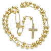 Rosario Mediano 09.253.0042.26 Oro Laminado, Diseño de Jesus y Crucifijo, Pulido, Tono Dorado