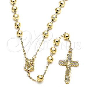 Rosario Mediano 09.253.0042.26 Oro Laminado, Diseño de Jesus y Crucifijo, Pulido, Tono Dorado
