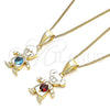 Collares con Dije 04.253.0013.20 Oro Laminado, Diseño de Niñita Pequeña, con Zirconia Cubica Granate, Pulido, Tono Dorado (Grosor 01 MM, 20 Pulgadas de Largo)