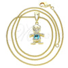 Collares con Dije 04.253.0014.20 Oro Laminado, Diseño de Niñito Pequeño, con Zirconia Cubica Aqua Azul, Pulido, Tono Dorado (Grosor 01 MM, 20 Pulgadas de Largo)