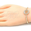 Pulsera Elegante 03.299.0043.07 Oro Laminado, Diseño de Bead Expandible y Bola, con Blanca Micro Pave, Pulido, Tono Dorado (04 MM Thickness, 7 Inches Length)