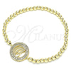 Pulsera Elegante 03.299.0043.07 Oro Laminado, Diseño de Bead Expandible y Bola, con Blanca Micro Pave, Pulido, Tono Dorado (04 MM Thickness, 7 Inches Length)
