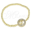 Pulsera Elegante 03.299.0043.07 Oro Laminado, Diseño de Bead Expandible y Bola, con Blanca Micro Pave, Pulido, Tono Dorado (04 MM Thickness, 7 Inches Length)