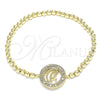 Pulsera Elegante 03.299.0043.07 Oro Laminado, Diseño de Bead Expandible y Bola, con Blanca Micro Pave, Pulido, Tono Dorado (04 MM Thickness, 7 Inches Length)