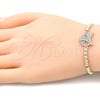 Pulsera Elegante 03.299.0044.07 Oro Laminado, Diseño de Bead Expandible y Búho, con Blanca and Rubi Micro Pave, Pulido, Tono Dorado (04 MM Thickness, 7 Inches Length)
