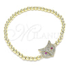 Pulsera Elegante 03.299.0044.07 Oro Laminado, Diseño de Bead Expandible y Búho, con Blanca and Rubi Micro Pave, Pulido, Tono Dorado (04 MM Thickness, 7 Inches Length)