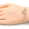 Pulsera Elegante 03.299.0045.07 Oro Laminado, Diseño de Bead Expandible y Mariposa, con Blanca Micro Pave, Pulido, Tono Dorado (04 MM Thickness, 7 Inches Length)