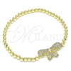 Pulsera Elegante 03.299.0045.07 Oro Laminado, Diseño de Bead Expandible y Mariposa, con Blanca Micro Pave, Pulido, Tono Dorado (04 MM Thickness, 7 Inches Length)