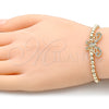 Pulsera Elegante 03.299.0046.07 Oro Laminado, Diseño de Bead Expandible y Mariposa, con Multicolor Micro Pave, Pulido, Tono Dorado (04 MM Thickness, 7 Inches Length)