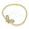 Pulsera Elegante 03.299.0046.07 Oro Laminado, Diseño de Bead Expandible y Mariposa, con Multicolor Micro Pave, Pulido, Tono Dorado (04 MM Thickness, 7 Inches Length)
