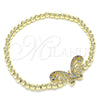 Pulsera Elegante 03.299.0046.07 Oro Laminado, Diseño de Bead Expandible y Mariposa, con Multicolor Micro Pave, Pulido, Tono Dorado (04 MM Thickness, 7 Inches Length)