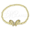 Pulsera Elegante 03.299.0046.07 Oro Laminado, Diseño de Bead Expandible y Mariposa, con Multicolor Micro Pave, Pulido, Tono Dorado (04 MM Thickness, 7 Inches Length)