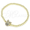 Pulsera Elegante 03.299.0048.07 Oro Laminado, Diseño de Bead Expandible y Búho, con Multicolor Micro Pave, Pulido, Tono Dorado (04 MM Thickness, 7 Inches Length)