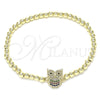 Pulsera Elegante 03.299.0048.07 Oro Laminado, Diseño de Bead Expandible y Búho, con Multicolor Micro Pave, Pulido, Tono Dorado (04 MM Thickness, 7 Inches Length)