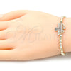 Pulsera Elegante 03.299.0052.07 Oro Laminado, Diseño de Bead Expandible y Angel, con Multicolor Micro Pave, Pulido, Tono Dorado (04 MM Thickness, 7 Inches Length)
