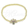 Pulsera Elegante 03.299.0052.07 Oro Laminado, Diseño de Bead Expandible y Angel, con Multicolor Micro Pave, Pulido, Tono Dorado (04 MM Thickness, 7 Inches Length)