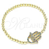 Pulsera Elegante 03.299.0053.07 Oro Laminado, Diseño de Bead Expandible y Mano de Dios, con Micro Pave Multicolor, Pulido, Tono Dorado (Grosor 04 MM, 7 Pulgadas de Largo)