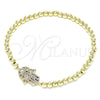 Pulsera Elegante 03.299.0060.07 Oro Laminado, Diseño de Judaica y Bead Expandible, con Micro Pave Multicolor, Pulido, Tono Dorado (Grosor 04 MM, 7 Pulgadas de Largo)