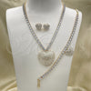 Collar, Pulsera y Dije 06.372.0016 Oro Laminado, Diseño de Corazón, con Blanca Zirconia Cubica and Blanca Cristal, Pulido, Tono Dorado