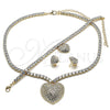 Collar, Pulsera y Dije 06.372.0016 Oro Laminado, Diseño de Corazón, con Blanca Zirconia Cubica and Blanca Cristal, Pulido, Tono Dorado