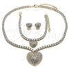 Collar, Pulsera y Dije 06.372.0016 Oro Laminado, Diseño de Corazón, con Blanca Zirconia Cubica and Blanca Cristal, Pulido, Tono Dorado