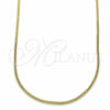 Gargantilla Basica 04.09.0181.16 Oro Laminado, Diseño de Cola de Raton, Pulido, Tono Dorado (01 MM Thickness, 16 Inches Length)