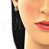 Juego de Arete y Dije de Adulto 10.342.0011.2 Oro Laminado, Diseño de Corazón, con Granate and Blanca Micro Pave, Pulido, Tono Dorado