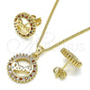 Juego de Arete y Dije de Adulto 10.342.0017.2 Oro Laminado, Diseño de Amor, con Granate and Blanca Micro Pave, Pulido, Tono Dorado