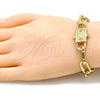 Pulsera Elegante 03.321.0001.09 Oro Laminado, Diseño de Paperclip, Pulido, Tono Dorado (09 MM Thickness, 9 Inches Length)