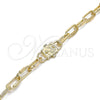 Pulsera Elegante 03.321.0001.09 Oro Laminado, Diseño de Paperclip, Pulido, Tono Dorado (09 MM Thickness, 9 Inches Length)