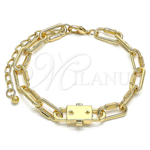 Pulsera Elegante 03.321.0001.09 Oro Laminado, Diseño de Paperclip, Pulido, Tono Dorado (09 MM Thickness, 9 Inches Length)