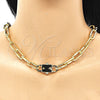 Collar y Pulsera 06.321.0001 Oro Laminado, Diseño de Paperclip, Pulido, Tono Dorado