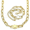 Collar y Pulsera 06.321.0001 Oro Laminado, Diseño de Paperclip, Pulido, Tono Dorado