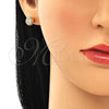 Arete Dormilona 02.156.0424 Oro Laminado, con Blanca Micro Pave, Pulido, Tono Dorado