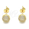 Arete Dormilona 02.156.0424 Oro Laminado, con Blanca Micro Pave, Pulido, Tono Dorado