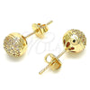 Arete Dormilona 02.156.0424 Oro Laminado, con Blanca Micro Pave, Pulido, Tono Dorado
