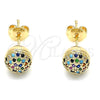 Arete Dormilona 02.156.0424.1 Oro Laminado, con Multicolor Micro Pave, Pulido, Tono Dorado