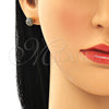 Arete Dormilona 02.156.0424.4 Oro Laminado, con Negro Micro Pave, Pulido, Tono Dorado