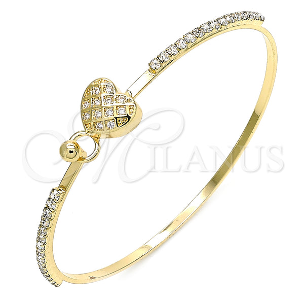 Aro Individual 07.193.0022.04 Oro Laminado, Diseño de Corazón, con Blanca Micro Pave and Blanca Cristal, Pulido, Tono Dorado (02 MM Thickness, Size 4 (2.25 Diameter))