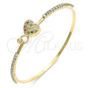 Aro Individual 07.193.0022.1.04 Oro Laminado, Diseño de Corazón, con Multicolor Micro Pave and Blanca Cristal, Pulido, Tono Dorado (02 MM Thickness, Size 4 (2.25 Diameter))